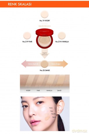 Missha Brightening base foundation SPF 50+ Radiance Perfect Fit Cushion (Foundation) 15 g - Shade: 21 Fair dla kobiety