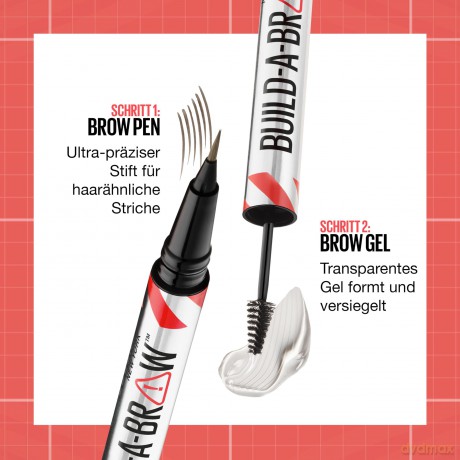 Maybelline Fix and gel for eyebrows Build A Brow (Brow Pen + Sealing Gel) - Shade: 257 Medium Brown dla kobiety