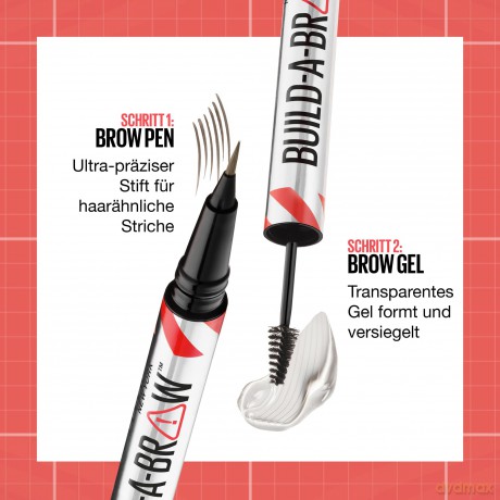 Maybelline Fix and gel for eyebrows Build A Brow (Brow Pen + Sealing Gel) - Shade: 262 Black Brown dla kobiety