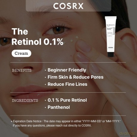 COSRX Skin cream with retinol 0.1 (Retinol Cream) 20 ml dla kobiety