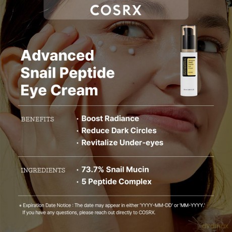 COSRX Eye cream with snail secretion Advanced Snail Peptide (Eye Cream) 25 ml dla kobiety