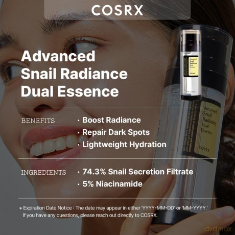 COSRX Skin emulsion with snail secretion (Advanced Snail Radiance Dual Essence) 80 ml dla kobiety