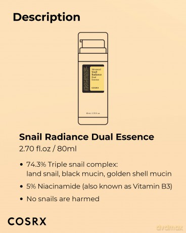 COSRX Skin emulsion with snail secretion (Advanced Snail Radiance Dual Essence) 80 ml dla kobiety