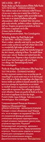 PUPA Milano Liquid makeup SPF 15 Like A Doll (Perfecting Make-Up Fluid) 30 ml - Shade: 010 Porcelain dla kobiety