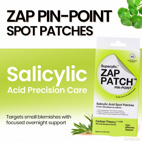 Carbon Theory Supacylic Acne Patches. Zap Patch Pin-Point (Salicylic Acid Spot Patches) 40 pcs dla kobiety