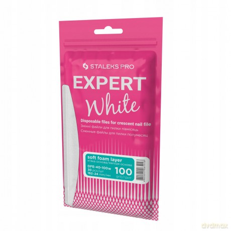 STALEKS Replacement sanding paper Expert 40 grit 100 (White Disposable Files for Crescent Nail File) 30 pcs unisex