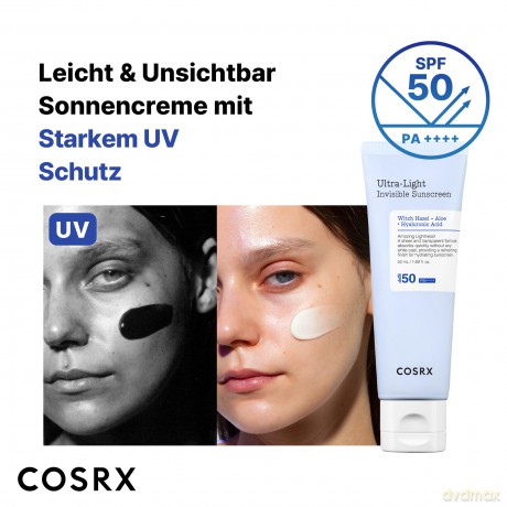 COSRX Moisturizing skin cream for tanning SPF 50 Ultra Light (Invisible Sunscreen) 50 ml dla kobiety