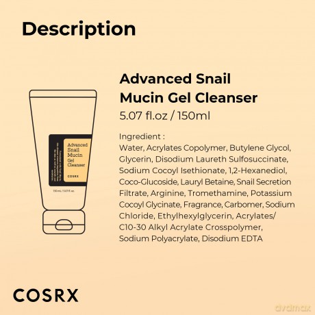 COSRX Advanced Snail Cleansing Gel (Mucin Gel Cleanser) - Volume: 150 ml dla kobiety