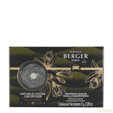 Maison Berger Paris Kali Black Car Diffuser with Magnificent Vanilla Vanilla Magnificence (Car Diffuser) unisex