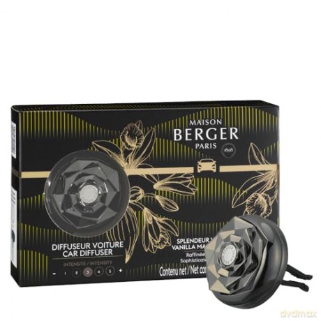 Maison Berger Paris Kali Black Car Diffuser with Magnificent Vanilla Vanilla Magnificence (Car Diffuser) unisex