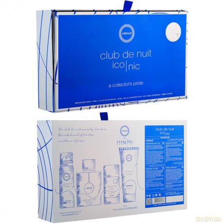 Armaf Club De Nuit Blue Iconic - woda perfumowana 105 ml + tuhý deodorant 75 g + deodorant ve spreji 50 ml + sprchový gel 100 ml dla mężczyzny