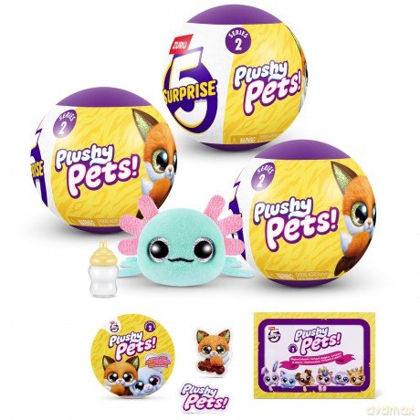5 Surprise Plushy Pets Series 2, 3 Capsule, By ZURU, Collectible Mystery Capsule, Plushy, Pet Adoption, Toy for Girls, Kids, Teens (3 Capsule)