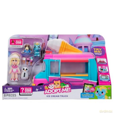 Adopt Me! Ice Cream Truck - Transforming Vehicle with Lights and Sounds - Top Online Game - Exclusive Virtual Item Code Included