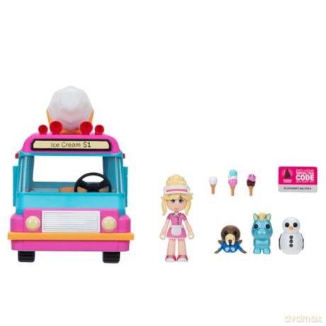 Adopt Me! Ice Cream Truck - Transforming Vehicle with Lights and Sounds - Top Online Game - Exclusive Virtual Item Code Included