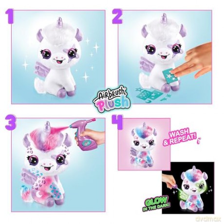 Airbrush Plush Unicorn Glow In The Dark, White