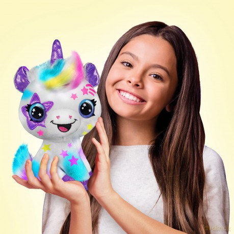 Airbrush Plush Unicorn, Decorate Over + Over, 4 Wash-Off Chalk Pens, Battery Powered Airbrush, 100+ Sticker Stencils. For Ages 6+, White
