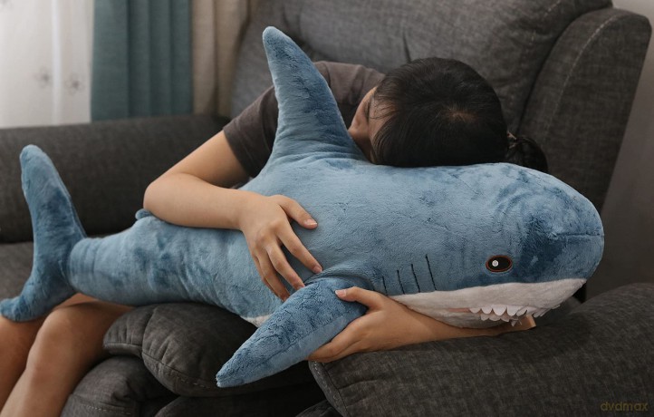 Annco 100cm Giant Cute Shark Stuffed Animals Toys,Soft Fluffy Shark Toy,Large Soft Sea Shark Stuffed Toys,Childrens Shark Plush Pillow for Birthday Present