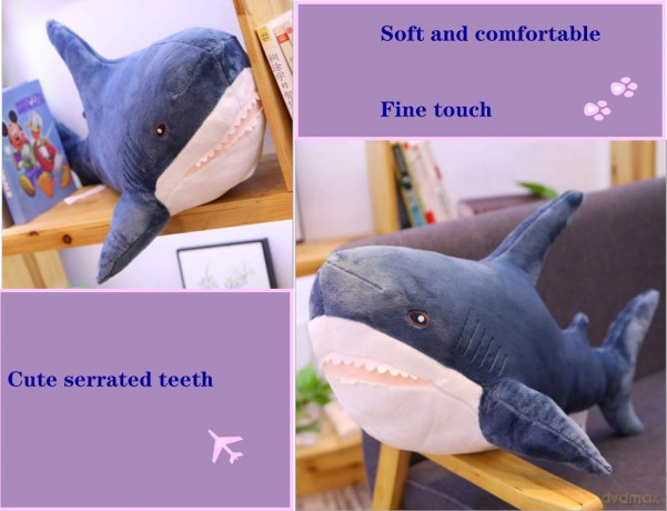 Annco 100cm Giant Cute Shark Stuffed Animals Toys,Soft Fluffy Shark Toy,Large Soft Sea Shark Stuffed Toys,Childrens Shark Plush Pillow for Birthday Present