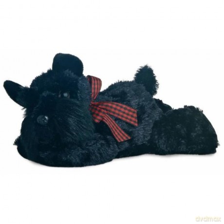 Aurora 60324 Lying Scotty Dog Soft Toy, 15 Centimeter, Black