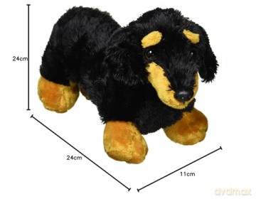Aurora 8-inch Flopsie Dachshund, Black and Brown