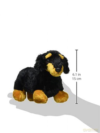 Aurora 8-inch Flopsie Dachshund, Black and Brown
