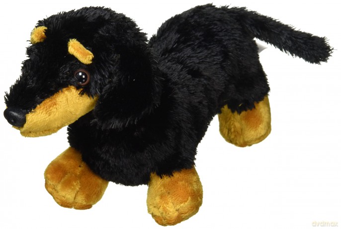Aurora 8-inch Flopsie Dachshund, Black and Brown