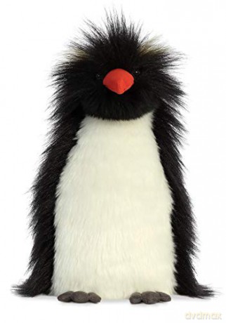 Aurora, 03512, Luxe Boutique, Theo Rockhopper Penguin, 11In, Soft Toy, Black and White