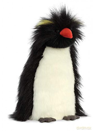 Aurora, 03512, Luxe Boutique, Theo Rockhopper Penguin, 11In, Soft Toy, Black and White