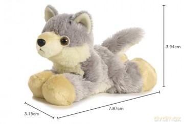 Aurora, 13296, Mini Flopsie Wolf, 8In, Soft Toy, White and Purple