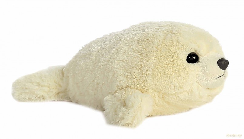 Aurora, 31384, Mini Flopsie Baby Harp Seal, Soft Toy, White