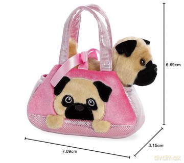 Aurora, 32841, Fancy Pal, Peek-A-Boo Pug Dog, 8In, Soft Toy, Pink and Brown