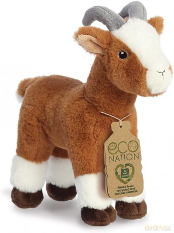 Aurora, 35052 Eco Nation Goat, 10.5In, Recycled Soft Toy, Brown