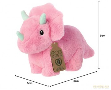 Aurora, 35057, Eco Nation Trix Triceratops Dinosaur, 8In, Soft Toy, Pink