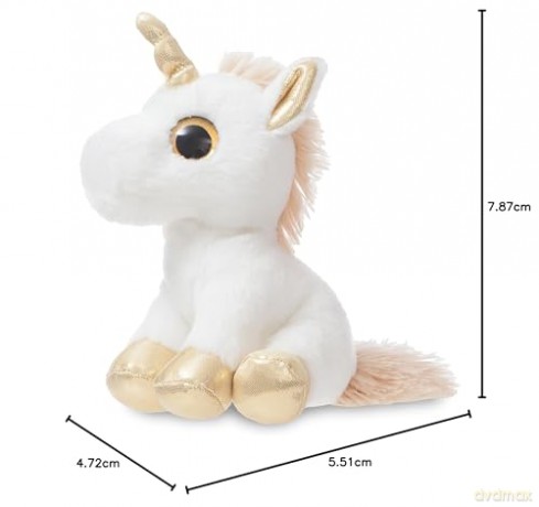Aurora, 60836, Sparkle Tales, Twinkle The Unicorn, 7In, White and Gold, Soft Toy