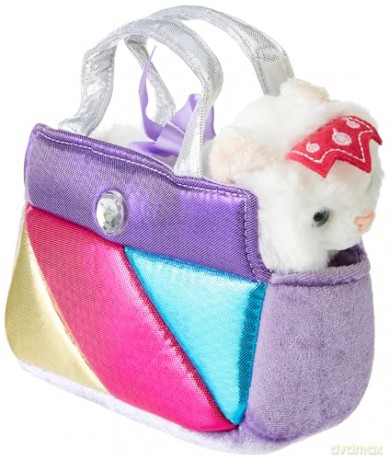 Aurora, 61172, Fancy Pal, Cat In Rainbow Handbag, 8In, Soft Toy, White, Pink