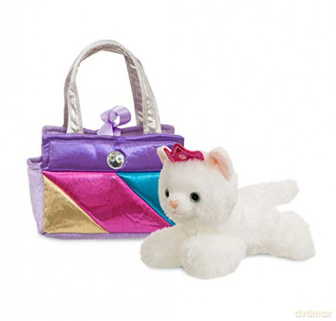 Aurora, 61172, Fancy Pal, Cat In Rainbow Handbag, 8In, Soft Toy, White, Pink
