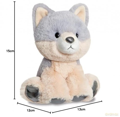 Aurora, 61411, Glitzy Tots Wolf, 6In, Soft Toy, Grey and Brown