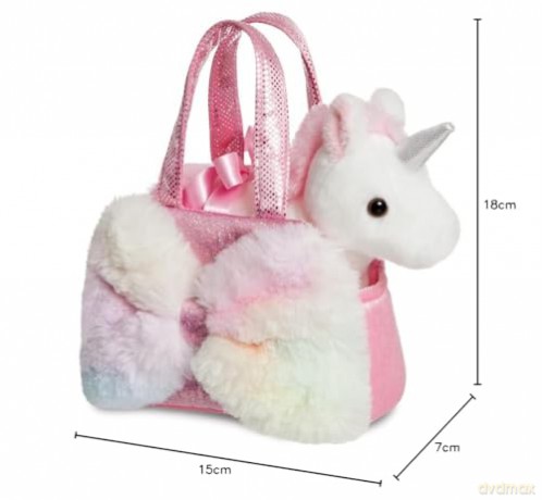 Aurora, 61435, Fancy Pal Unicorn Pastel Big Bow, Soft Toy, Multi-Coloured