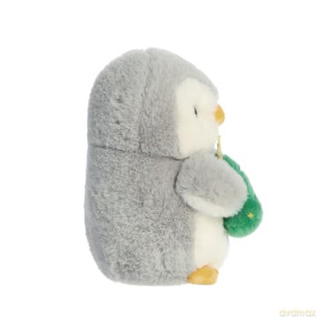 Aurora, 99361, PomPom Penguin w/Xmas Tree 8In, Soft Toy, white and grey