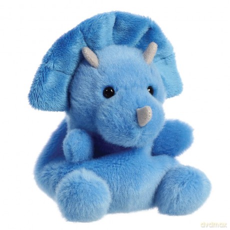 Aurora, hangtag, 33616, Palm Pals Tank Triceratops Dinosaur, 5In, Soft Toy, Blue