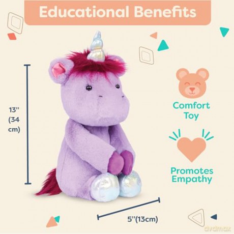 B. 62243455627 Happyhues - Penny Periwinkle Battat Plush Unicorn - Stuffed Animal - Soft Purple Washable Toys for Baby, Toddler, Kids - 0 Months, 30 cm