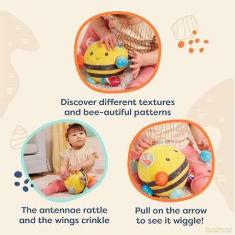 B. toys - Fuzzy Buzzy Bee - Plush bumble bee - Interactive soft sensory toy with sounds, 0 months+