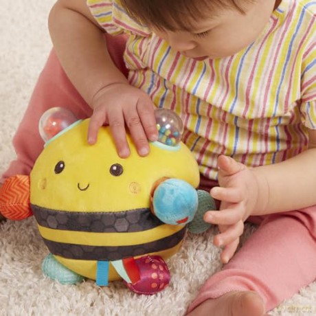 B. toys - Fuzzy Buzzy Bee - Plush bumble bee - Interactive soft sensory toy with sounds, 0 months+