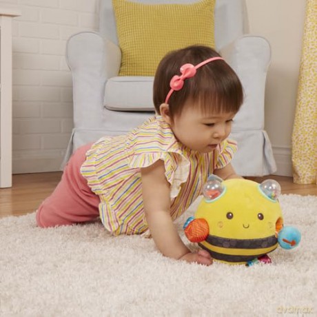 B. toys - Fuzzy Buzzy Bee - Plush bumble bee - Interactive soft sensory toy with sounds, 0 months+