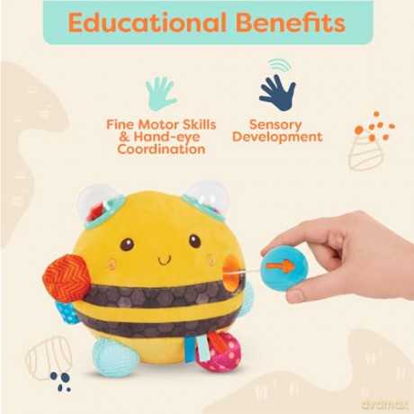 B. toys - Fuzzy Buzzy Bee - Plush bumble bee - Interactive soft sensory toy with sounds, 0 months+