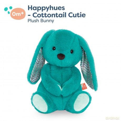 B. toys - Plush Bunny - Super Soft Stuffed Animal - Washable Rabbit Toy - Happy Hues for Babies and Toddlers - 0 Months +, Cottontail Cutie Teal