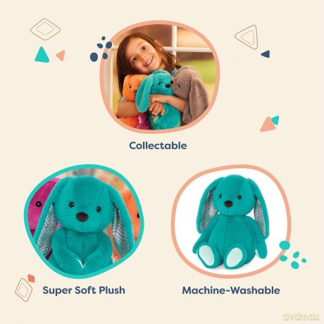 B. toys - Plush Bunny - Super Soft Stuffed Animal - Washable Rabbit Toy - Happy Hues for Babies and Toddlers - 0 Months +, Cottontail Cutie Teal