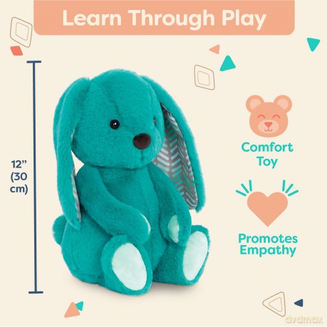 B. toys - Plush Bunny - Super Soft Stuffed Animal - Washable Rabbit Toy - Happy Hues for Babies and Toddlers - 0 Months +, Cottontail Cutie Teal