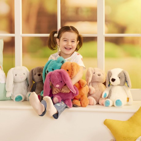 B. toys - Plush Bunny - Super Soft Stuffed Animal - Washable Rabbit Toy - Happy Hues for Babies and Toddlers - 0 Months +, Cottontail Cutie Teal