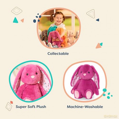 B. toys - Plush Bunny - Super Soft Stuffed Animal - Washable Rabbit Toy - Happy Hues for Babies and Toddlers - 0 Months +, Plumberry Pink